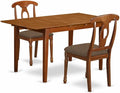 East West Furniture PSNA3-SBR-C 3 Piece Kitchen Table Set Contains a Rectangle Dining Room Table with Butterfly Leaf and 2 Linen Fabric Upholstered Dining Chairs, 32x60 Inch, Saddle Brown
