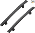 15 Pack Cabinet Handles 4" Hole Center - Curved Cabinet Pulls Black Drawer Pulls for Kitchen Cupboard Solid Hardware for Dresser Drawer Arch Hardware