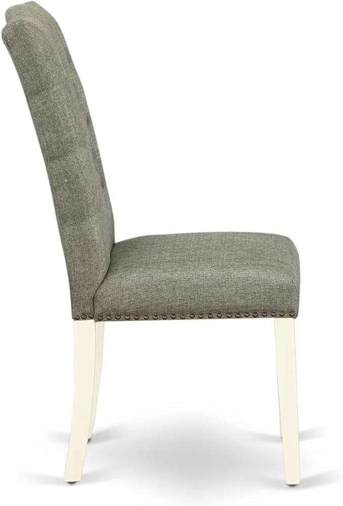 East West Furniture V077EL207-5 5 Piece Dinette Set for 4 Includes a Rectangle Dining Room Table with V-Legs and 4 Gray Linen Fabric Upholstered Parson Chairs, 40x72 Inch, Multi-Color