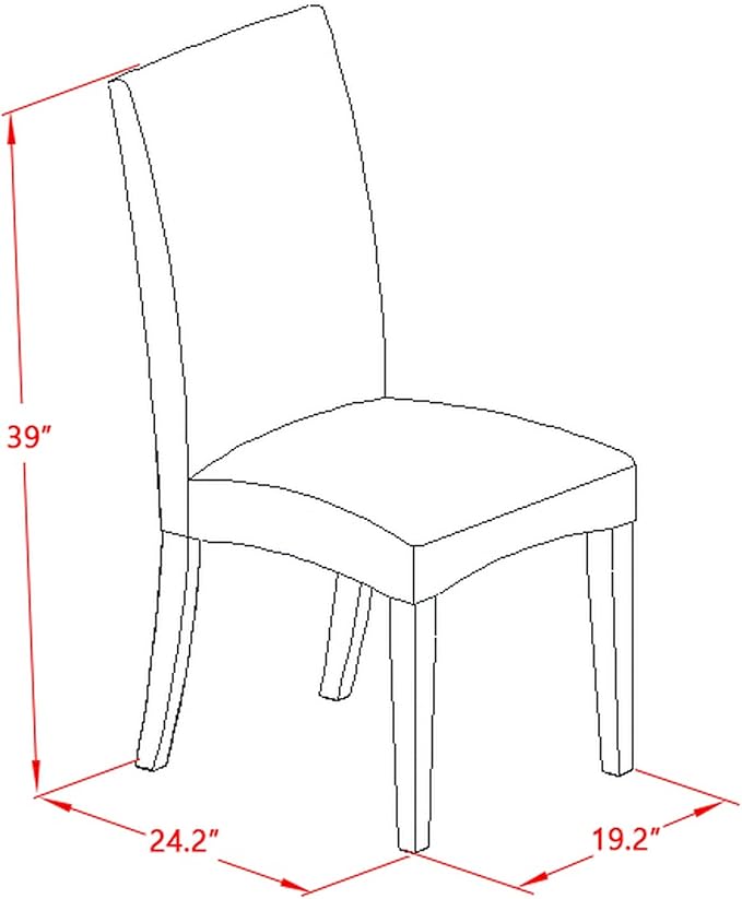East West Furniture V697DR124-9 9 Piece Dining Table Set Includes a Rectangle Dining Room Table with V-Legs and 8 Black Color Linen Fabric Upholstered Chairs, 40x72 Inch, Multi-Color