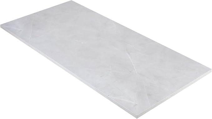 Kaboon Universal Tabletop 59.1"x23.62", Solid One-Piece Melamine Table Top, Double Desk L-Desk DIY, Home and Office Countertop, White Rock