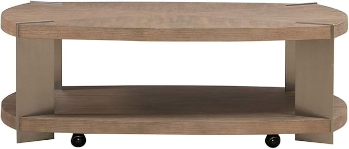 Liberty Furniture Harlow Living Room Opt 3 Piece Set - Oval Cocktail Table, 2 End Tables - Sandstone & Satin Nickel