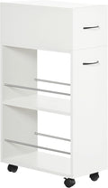 HOMCOM 3- Tier Slim Storage Cart, Rolling Narrow Kitchen Cart on Wheels for Small Place, Slide Out Side Utility Cart for Bathroom, Laundry