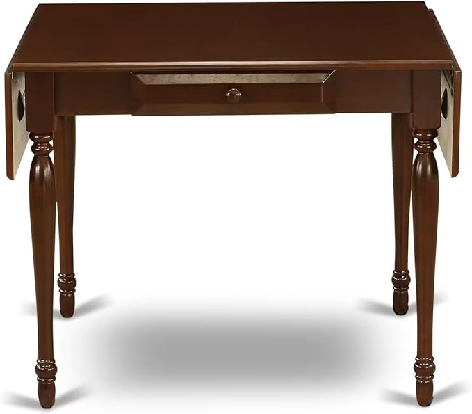 East West Furniture MZCL3-MAH-W 3 Piece Kitchen Table Set for Small Spaces Contains a Rectangle Dining Room Table with Dropleaf and 2 Solid Wood Seat Chairs, 36x54 Inch, Mahogany