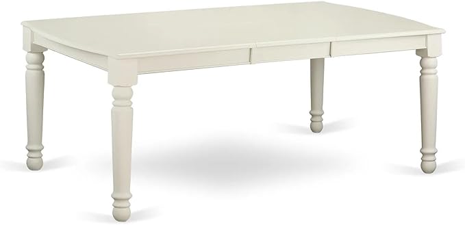 East West Furniture LGDA9-LWH-23 9 Piece Kitchen Set Contains a Rectangle Dining Table with Butterfly Leaf and 8 Polyester Fabric Upholstered Chairs, linen white