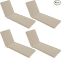 Chaise Lounge Cushions Outdoor Set of 4 - Waterproof and Fade Resistant Sun Lounger Replacement Cushion - Patio Lounger Pads with Removable Cover for Pool, Deck, Lawn, 72 x 21 x 3 Inch, Cream