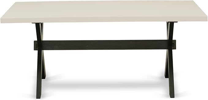 East West Furniture X627MZ650-9 9 Piece Dining Table Set Includes a Rectangle Dining Room Table with X-Legs and 8 Dark Gotham Grey Linen Fabric Parsons Chairs, 40x72 Inch, Multi-Color