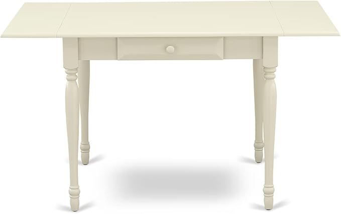 East West Furniture MZDO5-LWH-W 5 Piece Kitchen Table & Chairs Set Includes a Rectangle Dining Room Table with Dropleaf and 4 Dining Chairs, 36x54 Inch, Linen White