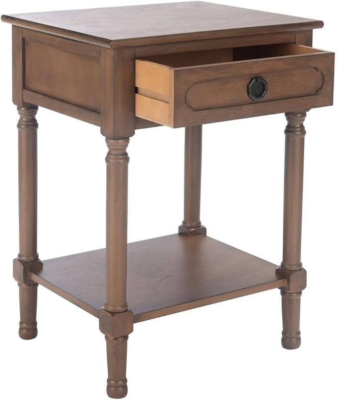 SAFAVIEH Home Collection Allura Brown 1-Drawer Bottom Shelf Accent Table ACC5718C, 19" W x 15.8" L x 26" H