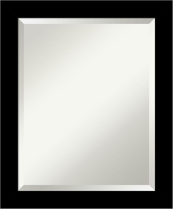 Amanti Art Black Bathroom Mirror for Over Sink, 24x20 Brushed Black Rectangle Vanity Mirror, Small Modern Contemporary Frame, Hangs Horizonally and Vertically, Bathroom Wall Decor, Beveled Edge