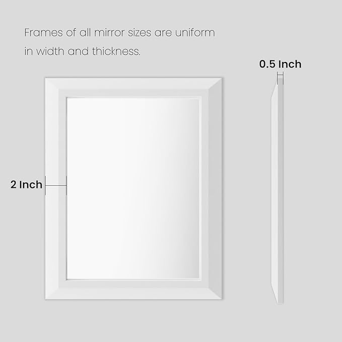 Amorho Bathroom Mirror, 55x32 Inch White Thick Metal Framed Wall Mirrors for Over 2 Sinks, Bedroom, Living Room, Entryway, Large Rectangle Wall-Mounted Mirrors.