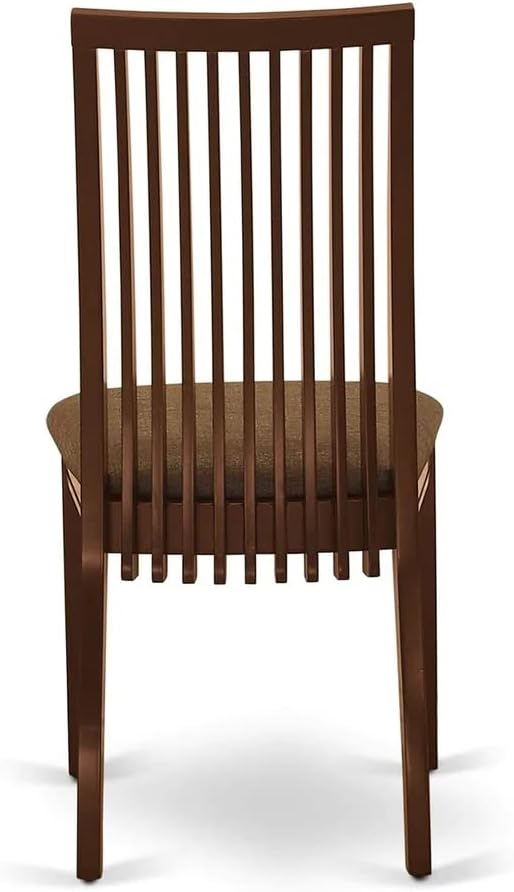 East West Furniture DMIP5-MAH-C 5 Piece Kitchen Table & Chairs Set Includes a Round Dining Room Table with Dropleaf and 4 Linen Fabric Upholstered Chairs, 42x42 Inch, Mahogany