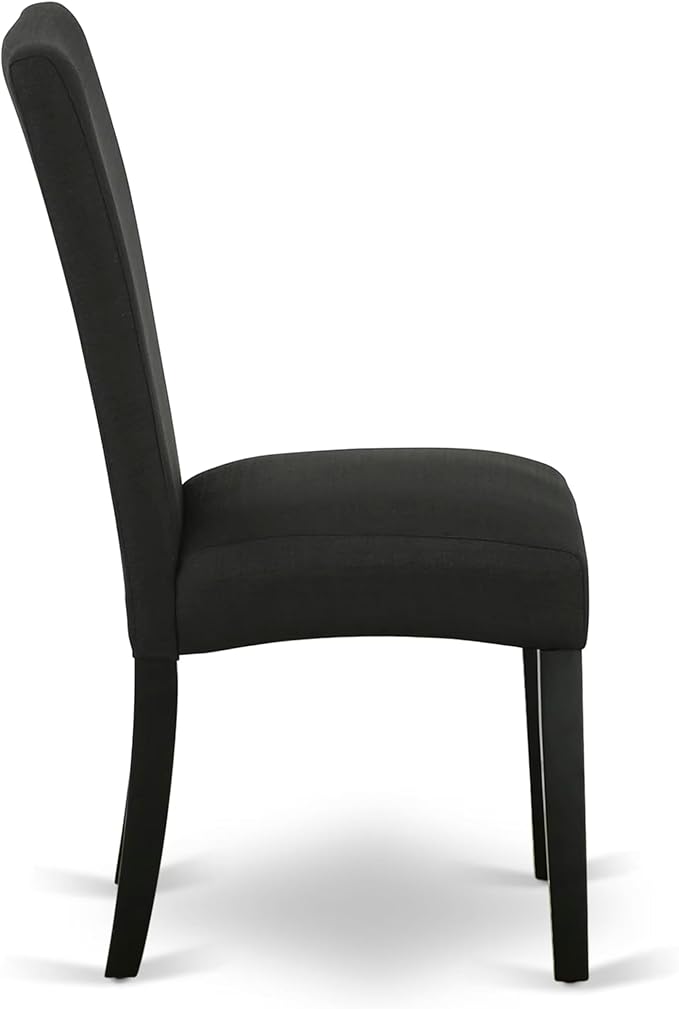East West Furniture V696DR124-6 6 Piece Kitchen Table Set Contains a Rectangle Dining Table with V-Legs and 4 Black Color Linen Fabric Parson Chairs with a Bench, 36x60 Inch, Multi-Color
