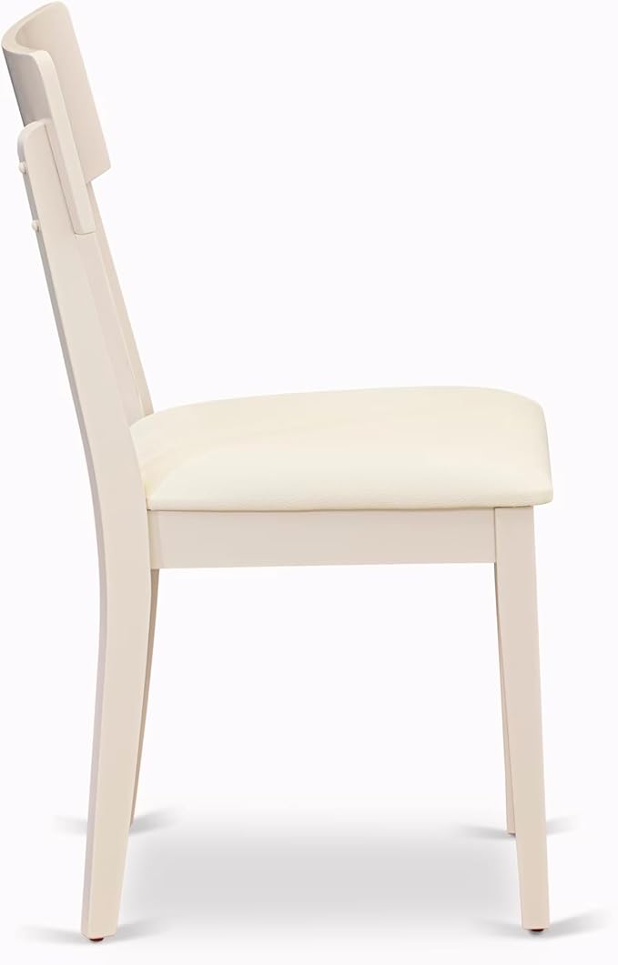 East West Furniture CAAD7-LWH-LC 7 Piece Dining Table Set Consist of a Rectangle Wooden Table and 6 Faux Leather Dining Room Chairs, 36x60 Inch, Linen White
