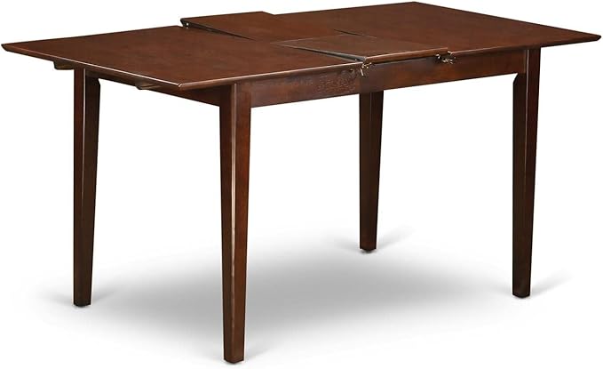 East West Furniture PSIP5-MAH-C 5 Piece Dining Table Set for 4 Includes a Rectangle Kitchen Table with Butterfly Leaf and 4 Linen Fabric Kitchen Dining Chairs, 32x60 Inch, Mahogany