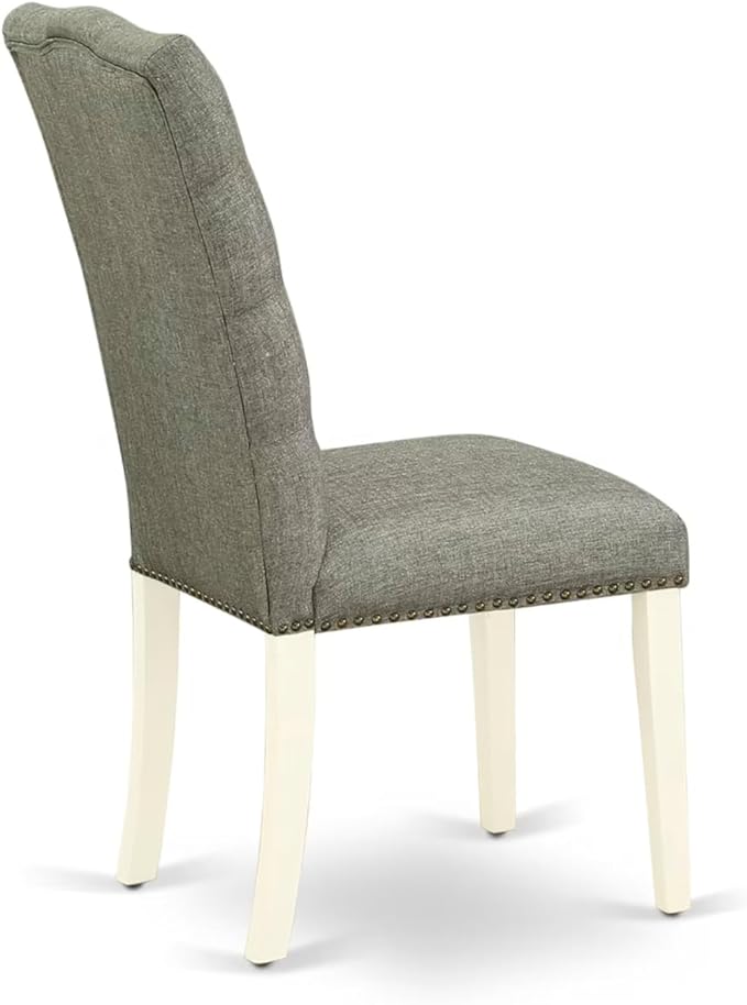 East West Furniture V027EL207-6 6 Piece Modern Dining Table Set Contains a Rectangle Wooden Table with V-Legs and 4 Gray Linen Fabric Parson Chairs with a Bench, 40x72 Inch, Multi-Color