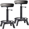 Rusitc Swivel PU Seat Bar Stools Industrial 24-28inch Height Adjustable Counter Island Stool Office Guest Chair