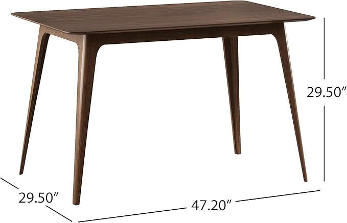 Dining Table Set for 4, Solid Rubberwood Upholstered Chairs, Mid-Century Modern Kitchen Furniture for Home, Dining/Living Room, Walnut+Gray
