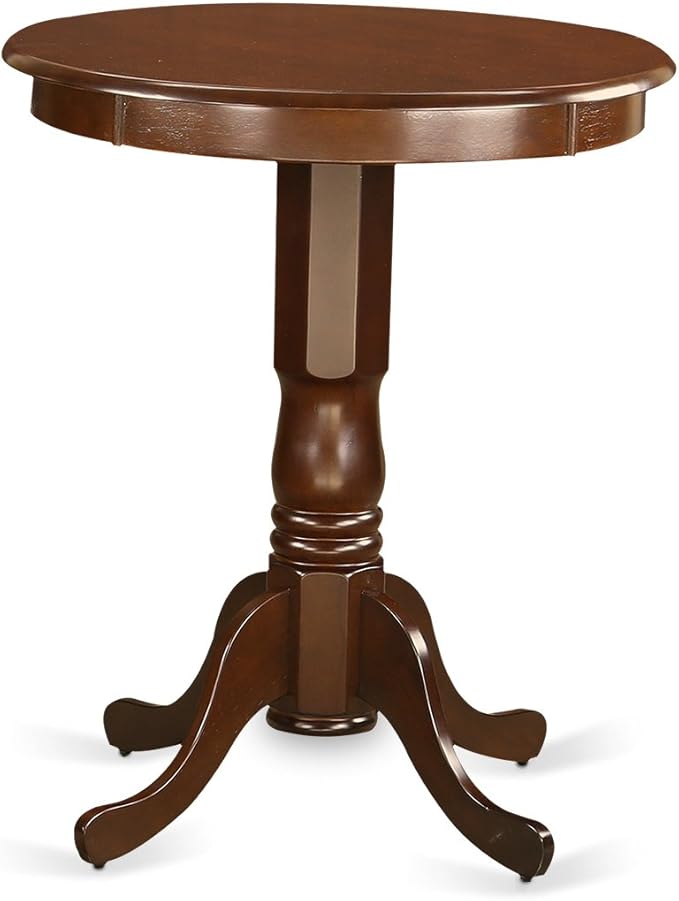 East West Furniture EDVN3-MAH-C 3 Piece Counter Set for Small Spaces Contains a Round Dining Room Table with Pedestal and 2 Linen Fabric Upholstered Chairs, 30x30 Inch, Mahogany