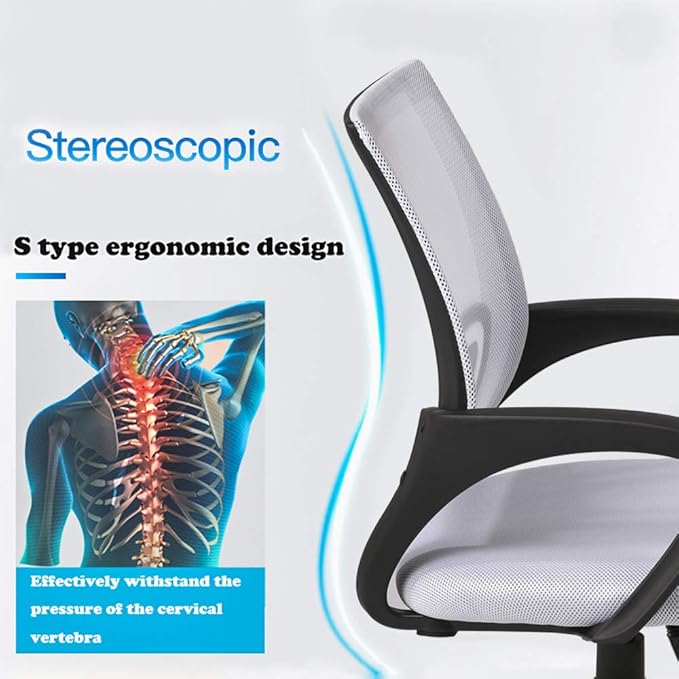 Office Chair Mid Back Desk Chair1 Ergonomic Mesh Computer Gaming with Larger Seat, Executive Height Adjustable Swivel Task with Lumbar Support Armrest for Women Adults Women, Men White