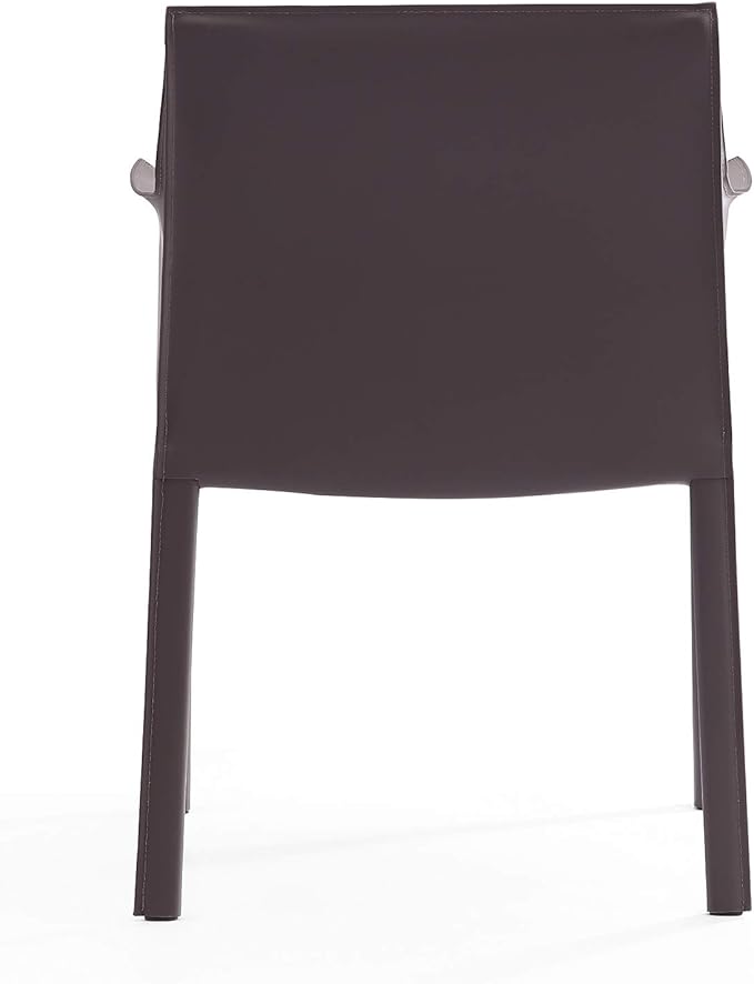 Manhattan Comfort Paris Modern Saddle Leather Dining Chairs, Metal Frame, Comfortable Padded Seat, Fully Assembled Armchair Accent Furniture, Set of 4, Yellow