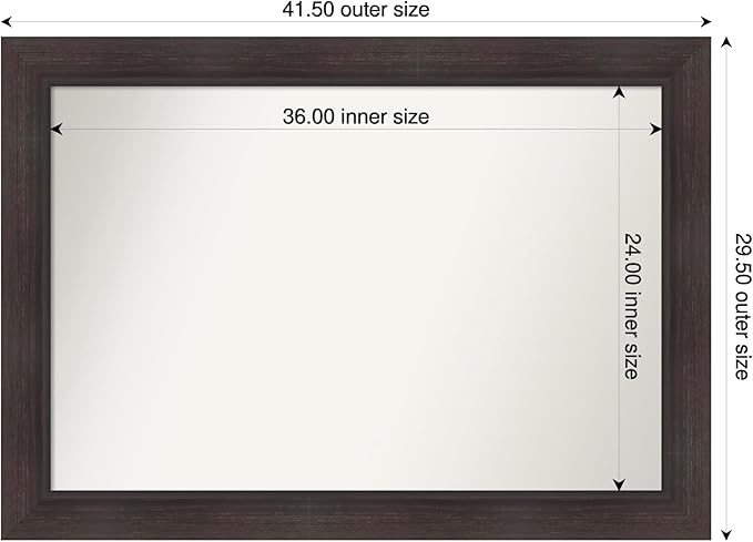 Amanti Art Brown Bathroom Mirror for Over Sink, 30x42 Sloped Espresso Rectangle Vanity Mirror, Large Modern Contemporary Frame, Hangs Horizonally and Vertically, Bathroom Wall Decor, Non-Beveled Edge