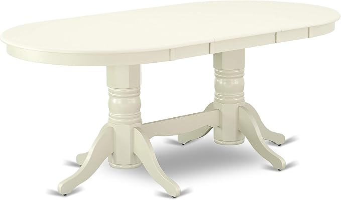 East West Furniture VABO7-LWH-W 7 Piece Dining Set Consist of an Oval Dining Room Table with Butterfly Leaf and 6 Wood Seat Chairs, 40x76 Inch, Linen White