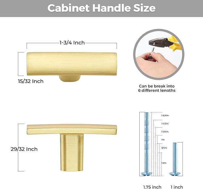 5 Pack Cabinet Handles Single Hole - Curved Cabinet Knobs Brushed Brass Drawer Pulls for Kitchen Cupboard Solid Pulls for Dresser Drawer Arch Closet Hardware