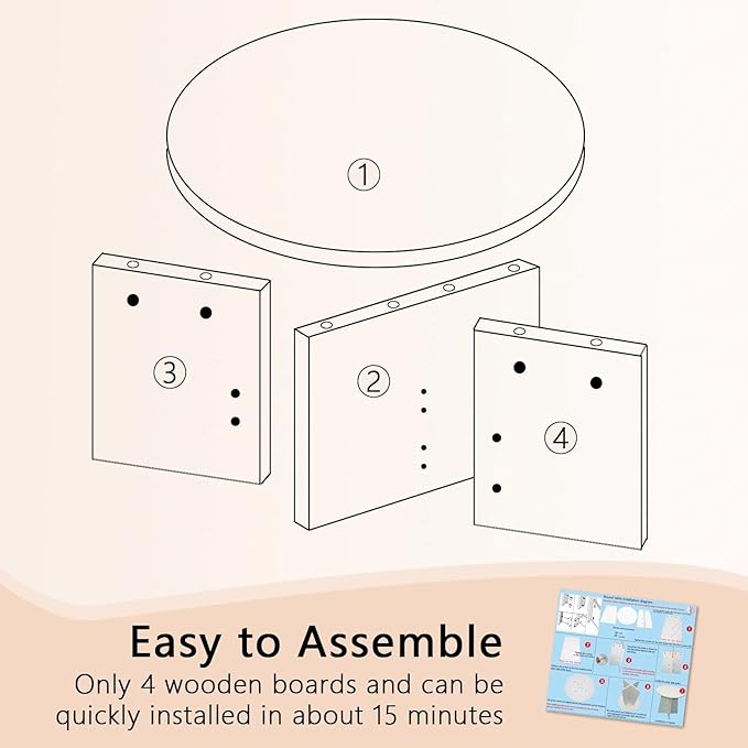 Wood End Table, Round Side Tables Living Room, Small End Tables for Small Spaces, Sofa, Bedroom, Office, 19.7 x 17.7 in Wooden Side Table, Rustic Walnut