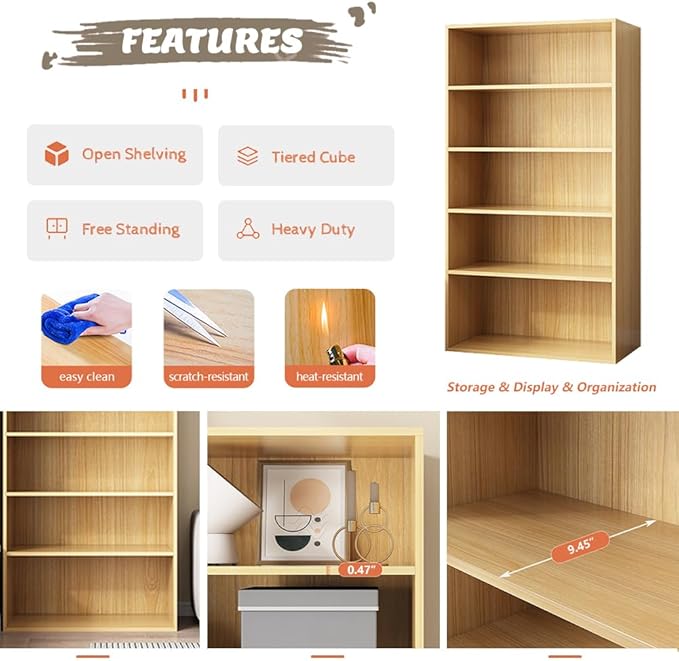 Basic Open Shelf Bookcase - 3-Tier Wooden Cube Storage Shelves Split Bookshelf, White