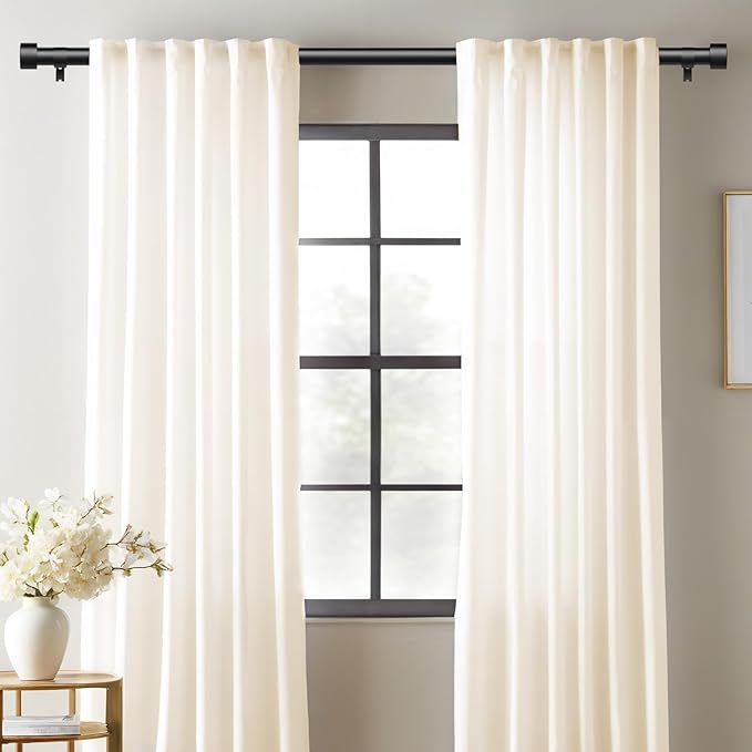 2 Pack Curtain Rods for Windows 66 to 120 Inch(5.5-10ft), 1 Inch Black Heavy Duty Curtain Rod Set, Adjustable Extra Long Outdoor Drapery Rods for Patio, Size 32"- 120"