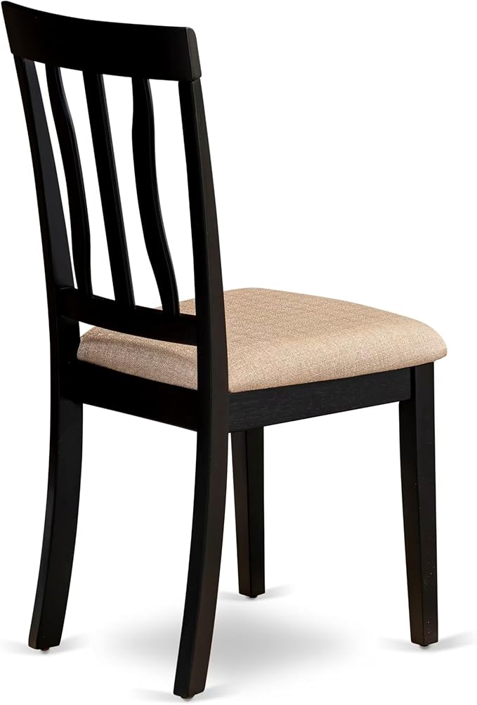 East West Furniture DLAN3-BLK-C 3 Piece Dining Table Set for Small Spaces Contains a Round Dining Room Table with Dropleaf and 2 Linen Fabric Upholstered Chairs, 42x42 Inch, Black