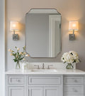 ANDY STAR Scalloped Bathroom Mirror, 22x30’’ Brushed Nickel Rectangle Mirror, Silver Bathroom Vanity Mirror, Modern Scalloped Edge Design in Rust-Proof Stainless Steel 1” Frame