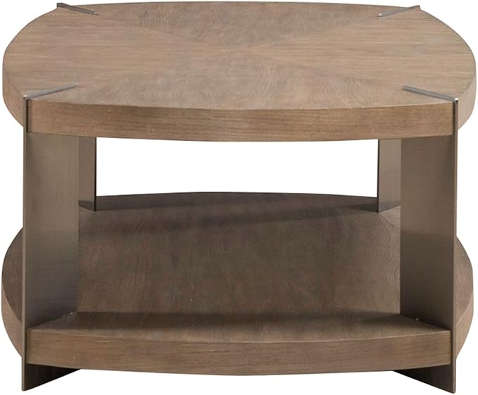 Liberty Furniture Harlow Living Room Oval Cocktail Table - Sandstone & Satin Nickel