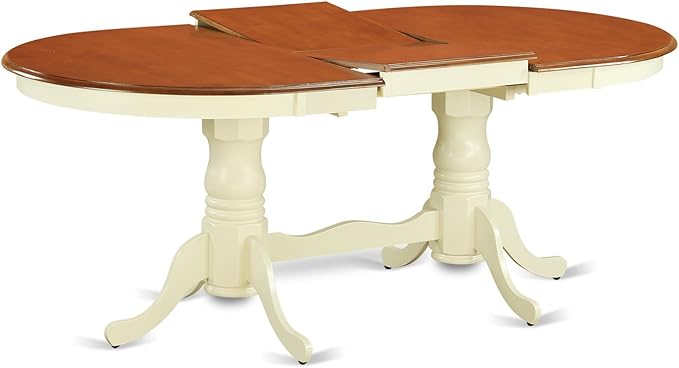 East West Furniture PLAI7-WHI-W 7 Piece Modern Dining Table Set Consist of an Oval Wooden Table with Butterfly Leaf and 6 Dining Room Chairs, 42x78 Inch, Buttermilk & Cherry