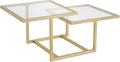 Henn&Hart 43" Wide Square Coffee Table in Brass, Modern coffee tables for living room, studio apartment essentials