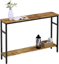 Narrow Console Table, 47 Inch Sofa Table with Adjustable Shelf, 2-Tier Long Skinny Table for Hallway, Entryway, Living Room, Foyer, Rustic Brown