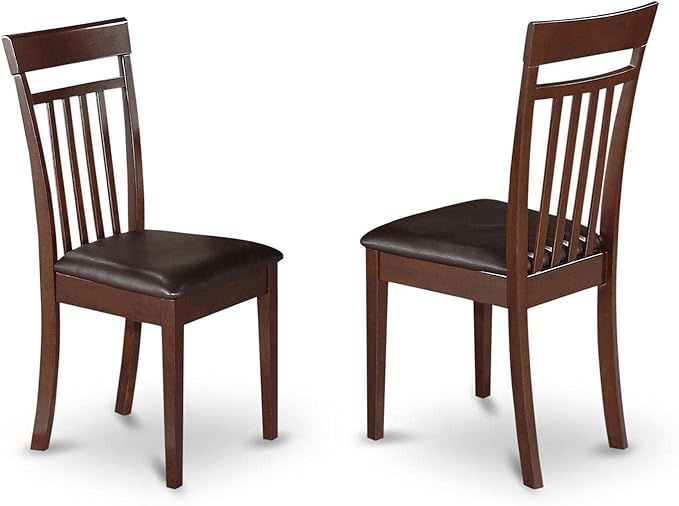 East West Furniture ANCA3-MAH-LC 3 Piece Kitchen Table Set for Small Spaces Contains a Round Dining Room Table with Pedestal and 2 Faux Leather Upholstered Chairs, 36x36 Inch, Mahogany