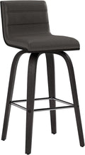 Armen Living Vienna 26" Swivel Counter Stool in Black Wood Finish with Gray Faux Leather - Set of 2