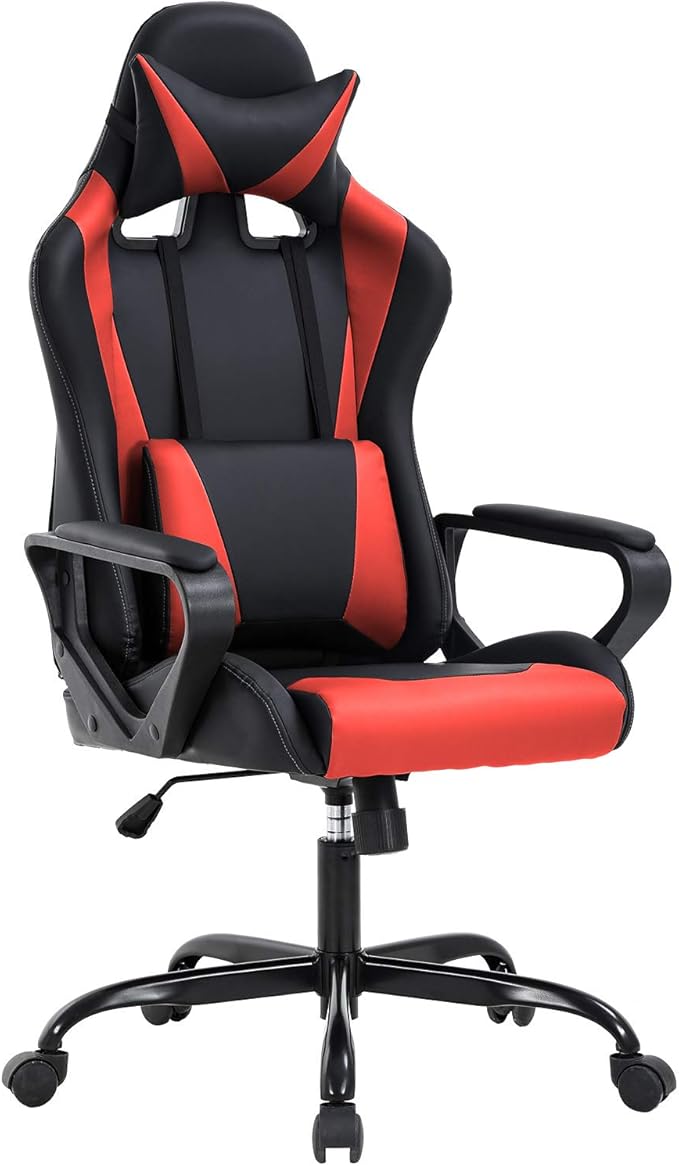 BestOffice Computer Executive Desk Office Chair with Lumbar Support Headrest For Women, Men, Red
