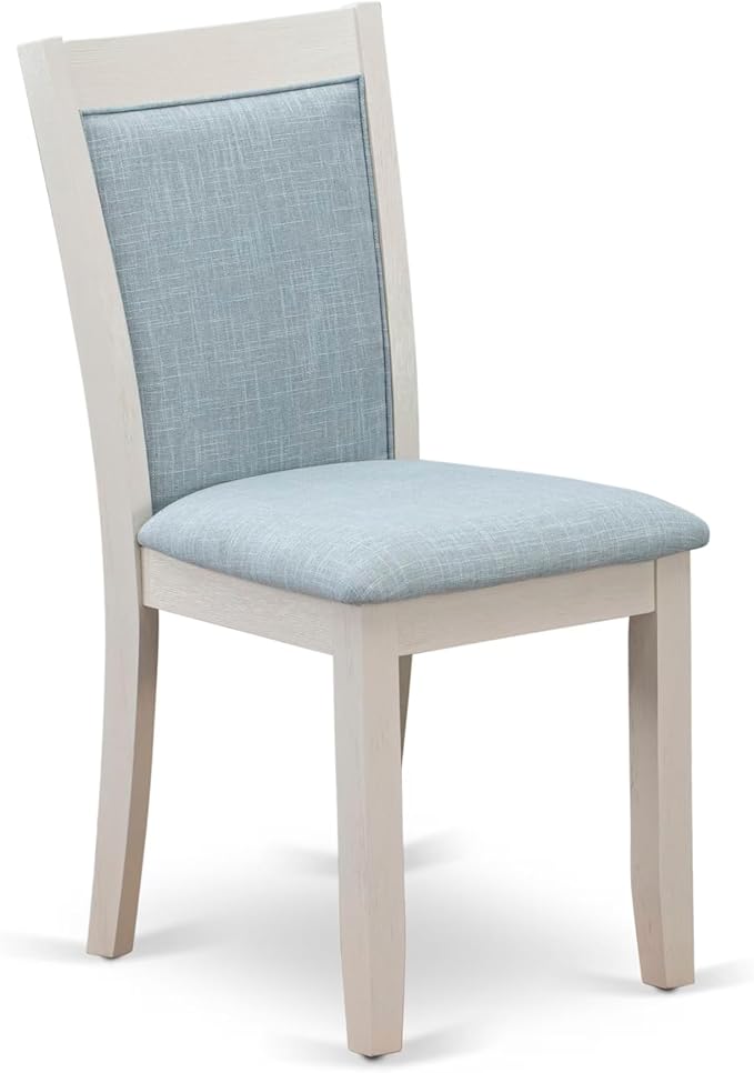 East West Furniture V097MZ015-5 5 Piece Kitchen Table Set for 4 Includes a Rectangle Dining Table with V-Legs and 4 Baby Blue Linen Fabric Parson Dining Chairs, 40x72 Inch, Multi-Color