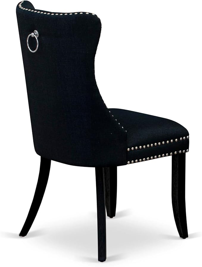 East West Furniture LGDA5-BLK-24 5 Piece Kitchen Table Set Contains a Rectangle Dining Table with Butterfly Leaf and 4 Polyester Fabric Upholstered Chairs, 42x84 Inch, Black