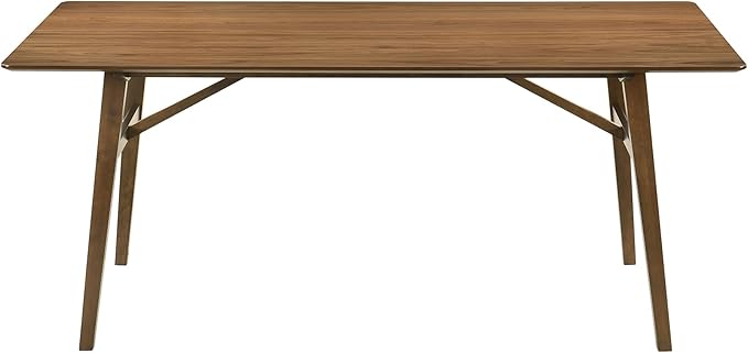 Armen Living Channell Mid Century Modern 7 Piece Walnut Wood Dining Table Set with Orange Fabric