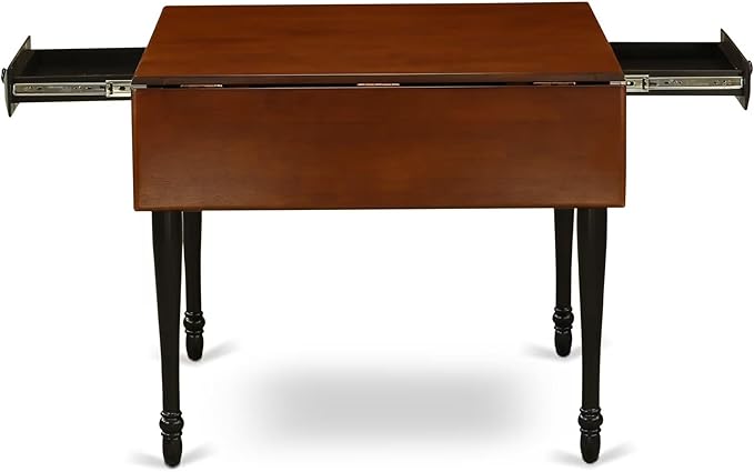 East West Furniture MZNO5-BCH-W 5 Piece Modern Dining Table Set Includes a Rectangle Wooden Table with Dropleaf and 4 Kitchen Dining Chairs, 36x54 Inch, Black & Cherry