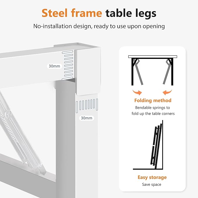 Folding Desk, 39 inch No Assembly Folding Desks for Small Spaces, Sturdy Foldable Computer Desk, Functional Home Office Desks, Study Writing Desk Office Table Workstation for Home Office Outdoor