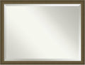 Amanti Art Bronze Bathroom Mirror for Over Sink, 34x44 Blaine Light Bronze Narrow Rectangle Vanity Mirror, X-Large Modern Contemporary Frame, Hangs Horizonally and Vertically, Bathroom Wall Decor