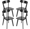 DELAVIN Oak Wood Dining Chairs Set of 4, Mid Century Modern Kitchen Chairs, Farmhouse Dining Room Chairs, Black
