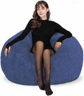 Bean Bag Chairs for Kids Comfy Fluffy Big Joe Bean Bag Chair Covers Only (No Filler) Round Sofa Chairs for Bedroom Living Room Decor, 5FT, Blue