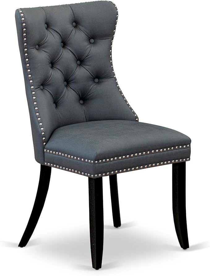 East West Furniture LGDA9-BLK-13 9 Piece Dining Set Includes a Rectangle Kitchen Table with Butterfly Leaf and 8 Polyester Fabric Upholstered Chairs, 42x84 Inch, Black