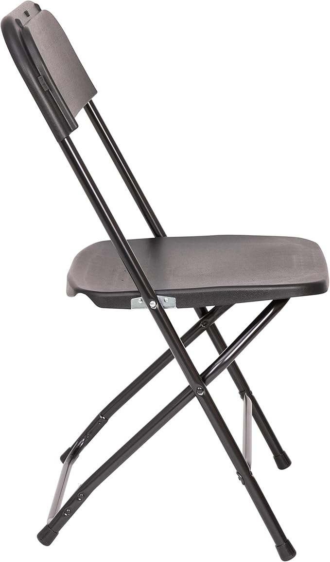 Flash Furniture Hercules Series Big & Tall Stackable Plastic Folding Chairs, Extra Wide Commercial Event Seats, Set of 4, Black